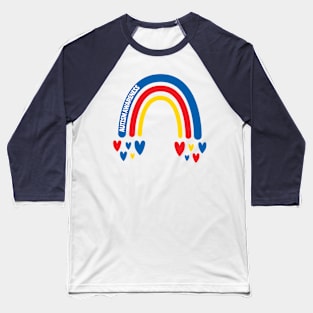 Autism Awareness Rainbow with hearts Baseball T-Shirt